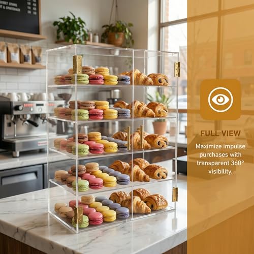 5 Tiers Countertop Bakery Display Case - size: 5Tiers
