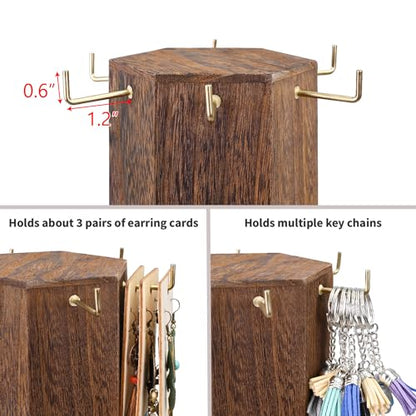 Ikee Design 6-Sided Rotating Jewelry Display Tower, 24 Hooks