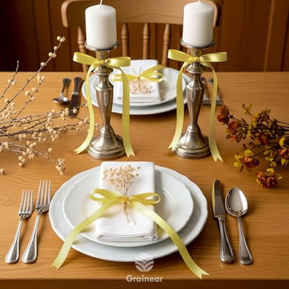 50 Pcs Gold Satin Ribbon Bows, 5" x 7" (0.4" Wide), with Twist Ties - color: Gold, size: 5 x 7 Inch (0.4" Wide)