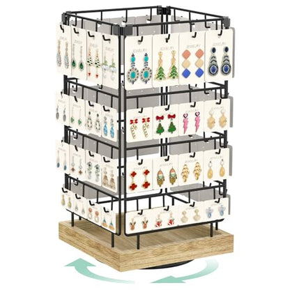 EsLuker.ly Rotating Earring Display Holder Stand for Vendors Selling, Oak - color: Oak+Black