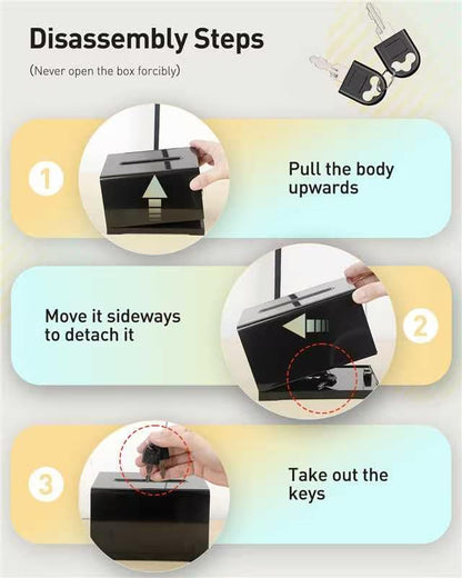 Uniclife 2 Pack 6.2"x 4.7" x 4" Black Acrylic Donation Box with Lock - color: Black, size: 2 Pack