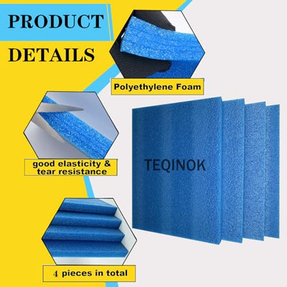 4Pack Customizable Polyethylene Foam Sheets 39.8cmX29.8cmX2.5cm Thickened Foam Pad for Cases & Tools - Blue Foam Sheet for Packaging & Crafts - color: Blue