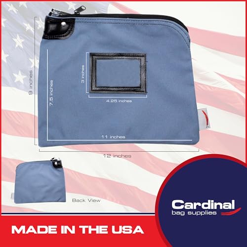 Locking Canvas Cash Bag, Gray Blue, 9 x 12 Inch - color: Gray Blue