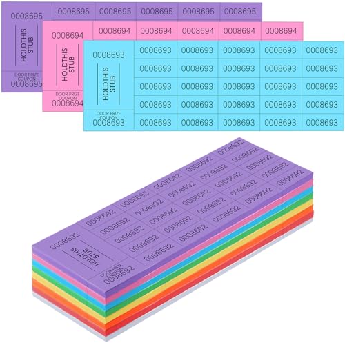 Kosiz 25 Bid 504 Raffle Ticket Sheets Chinese Auction Tickets, Mixed Color - color: Mixed Color, size: 25 Bid