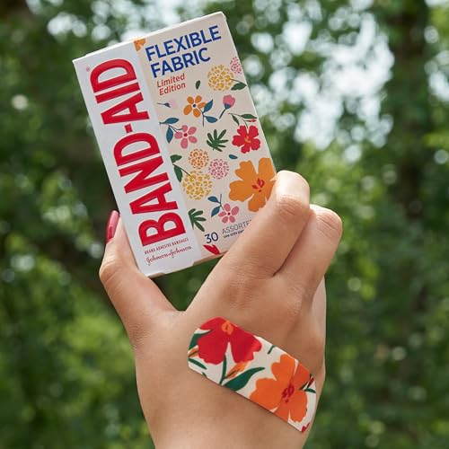 BAND-AID Brand Flexible Fabric Adhesive Bandages, Wildflower Designs, 30 Ct