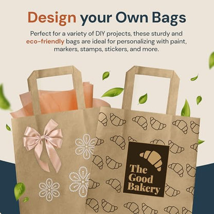 Reli. Brown Paper Bags with Handles | 55 Pack Kraft Bulk