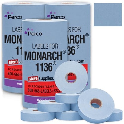 Pricing Labels for Monarch 1136 Blue - 42,000 Labels w/ 24 Rolls Value Pack, 3 Sleeves - Made in USA - color: Blue, size: 3 Sleeves