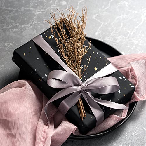 WRAPAHOLIC Black Wrapping Paper Roll - Mini Roll - 17 Inch x 16.5 Feet - Black Gold Design with Silky Touch Perfect for Birthday, Holiday, Wedding, Baby Shower - color: Black, size: 17 inch x 16.5 feet