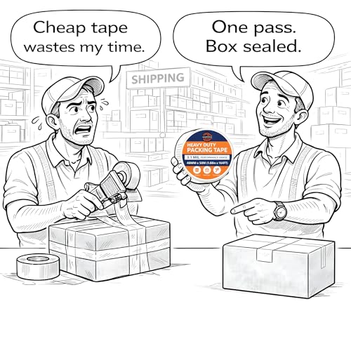 Heavy Duty Packing Tape, Clear 3.1 Mil Thick, Strong Hold for Box Shipping