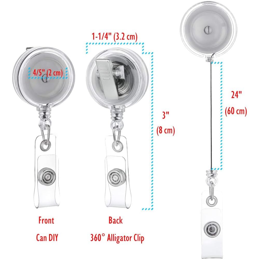 QREEL - 25 Pack - Retractable ID Name Badge Holder Reels with Swivel Alligator Clip (Translucent Clear) - color: Translucent Clear, size: 25 Pack