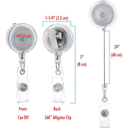 QREEL - 25 Pack - Retractable ID Name Badge Holder Reels with Swivel Alligator Clip (Translucent Clear) - color: Translucent Clear, size: 25 Pack
