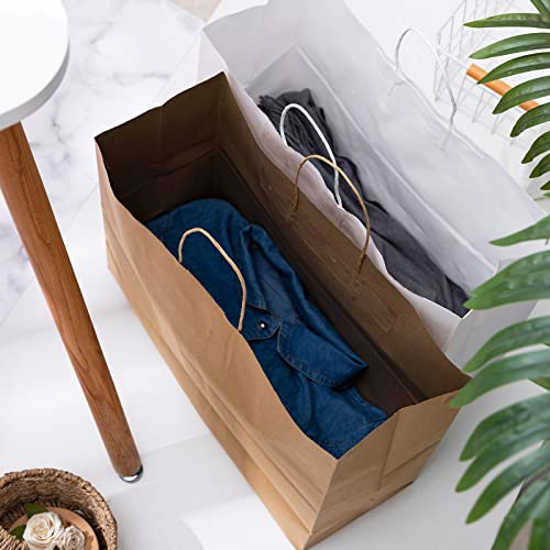 Eupako 16x6x12 Brown Paper Bags 50 Pack, Kraft Gift Bags with Handles - color: Brown