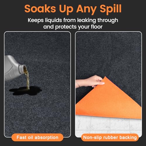 Heavy Duty Oil Spill Mat, 6' 8" x 8' 6", Absorbent Oil Pad - size: 6' 8" x 8' 6"