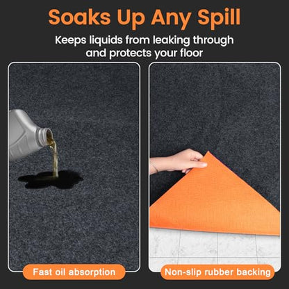 Heavy Duty Oil Spill Mat, 6' 8" x 8' 6", Absorbent Oil Pad - size: 6' 8" x 8' 6"