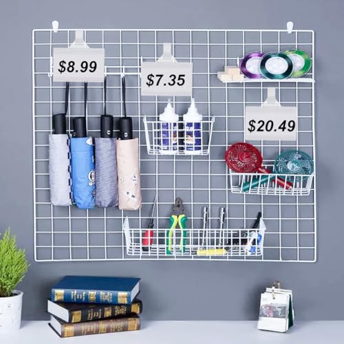 BENECREAT 64 Pack Plastic Wire Shelf Label Holder Reusable Sign Ticket Holder 1.2" X 2" Clip-On Sign Label Holder with Snap Lock Closure, 64 Label Cards Included