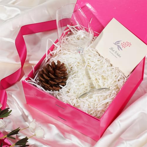 OEMVALATY Bright Pink Gift Box,6x6x3 Inches Gift Boxes with Lids for Presents with Magnetic Closure and Ribbon for Wedding,Storage,Birthday - color: 06x6x3 Inch-Bright Pink-Pack of 1