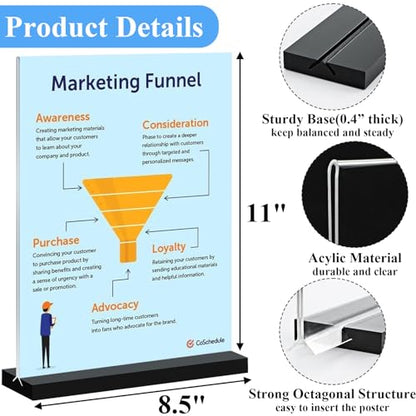 6Pack Acrylic Sign Holder 8.5x11 Vertical,Clear Sign Holder Double-Sided,Plastic Flyer Stand Menu Table Display Holders,Acrylic Paper Holder Plastic Picture Frames for Office Restaurants Show Fair - size: Vertical 6 Pack 8.5x11