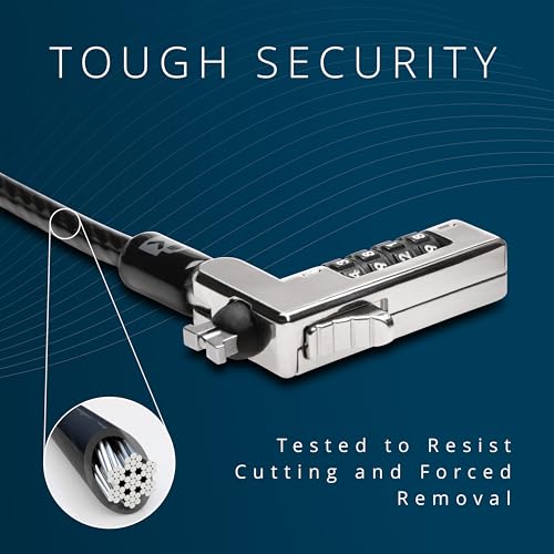Kensington Slim Combination T-Bar Standard Lock Slot for Laptops, Security Computer Lock Cable, Resettable 4-wheel Number Code with 6 Foot Cable, K60600WW - size: Slim, style: Slim Cable T-Bar