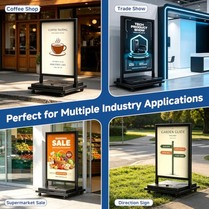 Heavy Duty Sign Holder Stand, 24"x36"Poster Stand with 4 Wheels(Frame Only)