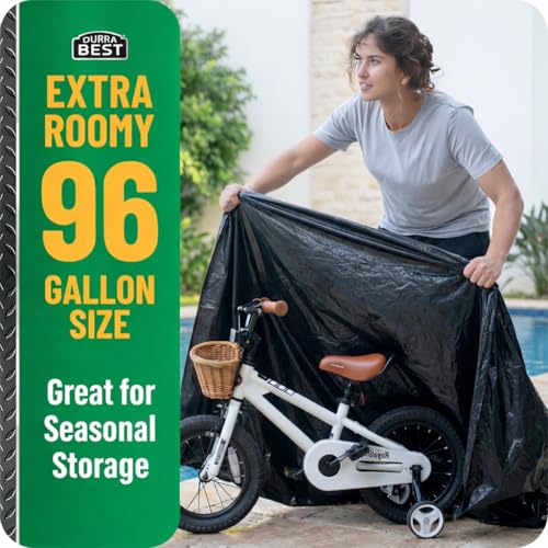 95-96 Gallon Heavy Duty Trash Bags – 1.4 Mil Extra Large 61" x 68" Garbage Bags for Rollaway Cans & Large Outdoor Trash Bins – Tear & Leak Resistant Commercial Liners – 40 Count Black, Made in USA