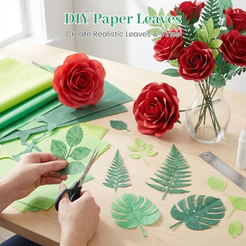 Koogel 330 Sheets Green Tissue Paper, 5 Shades, 14 X 10 inches - color: Assorted Green