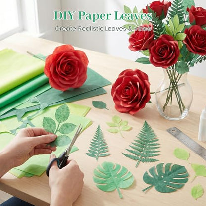 Koogel 330 Sheets Green Tissue Paper, 5 Shades, 14 X 10 inches - color: Assorted Green