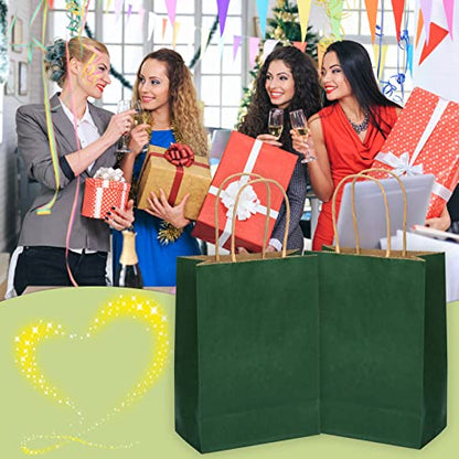 HavrePac 100 Pack Gift Bags with Handles 5.9x3.15x8.26 inch Green - color: Green