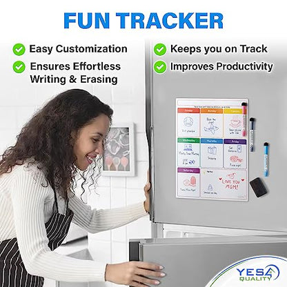 Magnetic Dry Erase Calendar 16x12 for Fridge with 3 Markers & Eraser - style: White Weekly Calendar