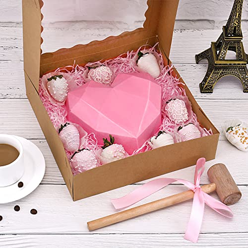 Tcoivs 30-Pack Pie Boxes 10" x 10" x 2.5", Bakery Boxes with Window, Auto-Popup Cookie Boxes for Muffins, Donuts and Pastries (Brown)