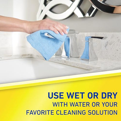 Quickie Microfiber Cleaning Cloth 14 x 14 Inches Blue Pack of 24 Washable and Reusable Ideal for Multi-Surface Indoor/Outdoor Dusting and Polishing - size: 14 inch x 14 inch, style: 24 Pack