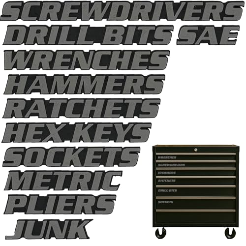 Magnetic Toolbox Labels, 11 Pack, Tool Chest Drawers, USA Made (Gray) - color: Gray