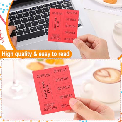 Kosiz 5 Bid 504 Raffle Ticket Sheets Chinese Auction Tickets, Red - color: Red, size: 5 Bid