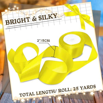 Luomorgo 2 Inch Satin Ribbon, 25 Yards, Yellow - color: Yellow, size: 2 inch x 25 yards
