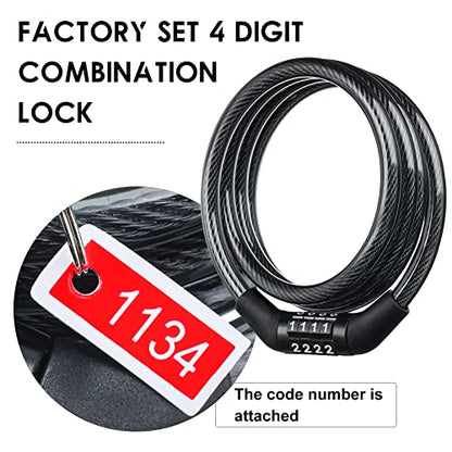 Hotop 10Pcs 4 Ft Bike Lock Cable Combination,Preset Bike Lock High Security - size: 4 Feet