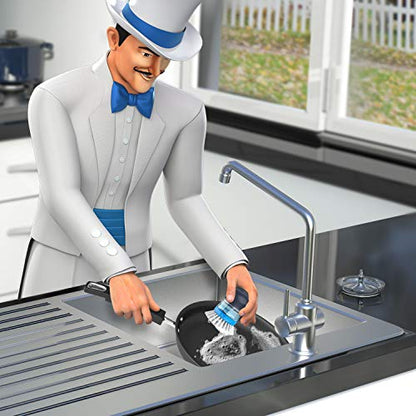 MR.SIGA Soap Dispensing Palm Brush Storage Set, 1 Pack, Navy/Blue