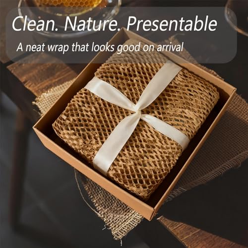 Honeycomb Packing Paper Wrap 15" x 250' Cushioning Packing Material for Moving Dishes Eco-Friendly Wrapping Paper for Glass Moving Protective Paper Bubble Wrap with 20 Fragile Stickers - size: 15" x 250 Ft