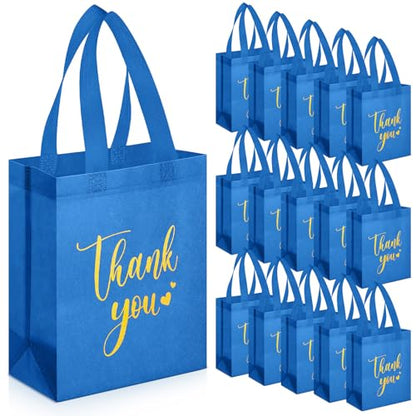 Sweetude 30 Thank You Non Woven Gift Bag, 10 x 8 x 4 Inch, Blue - color: Blue, size: 10 X 8 X 4 Inch