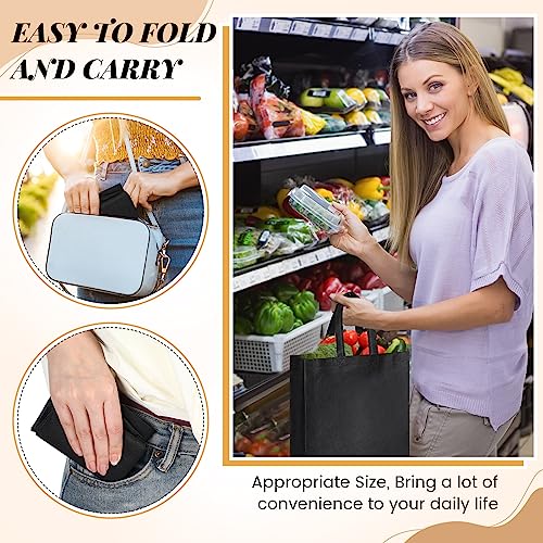 Amylove 80 Pcs Non Woven Tote Bags Bulk Large Reusable Gift Bag Reusable Grocery Bags, 15 x 11. 8 x 4 Inches - color: Black