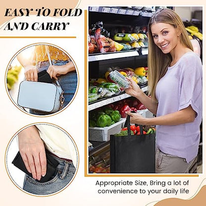Amylove 80 Pcs Non Woven Tote Bags Bulk Large Reusable Gift Bag Reusable Grocery Bags, 15 x 11. 8 x 4 Inches - color: Black