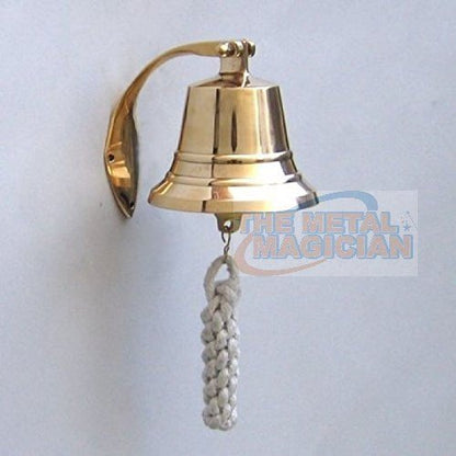 The Metal Magician Nautical Hanging Wall Mountable 4" Solid Brass Ship Bell - color: Solid Brass, size: 4"