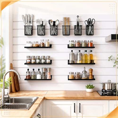 12 Sets Slatwall Metal Shelves Cups Organizer Bins with Hook