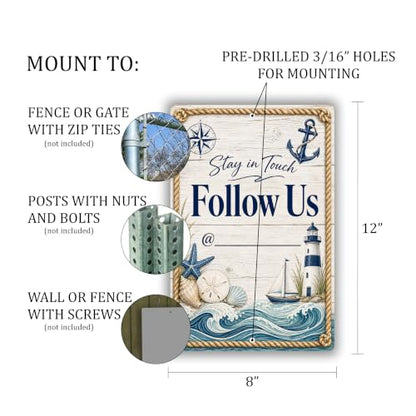 Follow Us Coastal Business Sign - style: Follow Us