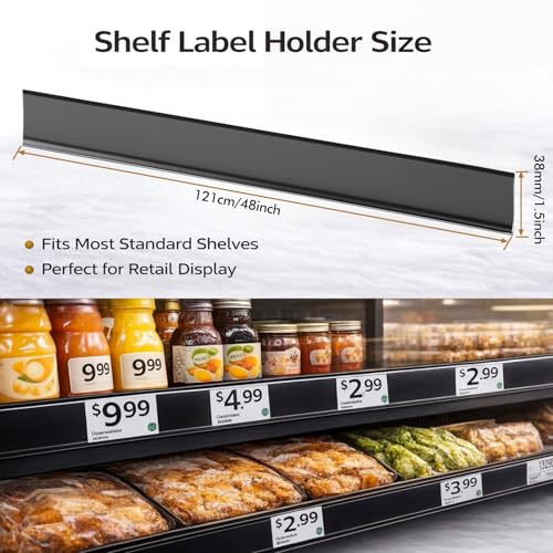 Fainne 25 Pcs Shelf Label Strips, 1.5" H X 48" L, Black - color: Black, size: 1.5"H X 48"L