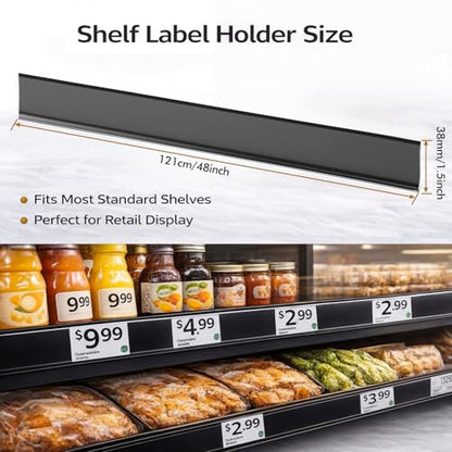 Fainne 25 Pcs Shelf Label Strips, 1.5" H X 48" L, Black - color: Black, size: 1.5"H X 48"L