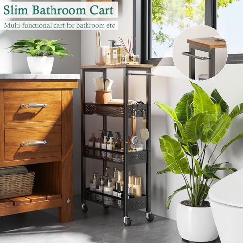 XYZLVSI Utility Slim Storage Cart, 4 Tier Kitchen Narrow Shelf on Wheels - size: 16.7"Dx7.1"Wx34"H