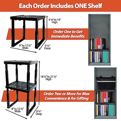 Locker Organizer Shelf， Adjustable Width and Height, Ideal Locker for School, Office, and Gym Lockers (Black 2 Pack) - color: Black 2 Pack