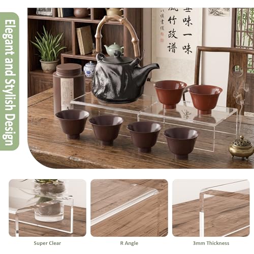 Acrylic Shelf Riser 6x4.3x2 pack of 2, Clear Display Shelf 6” for Figure, Cosmetics, Bags, Shoes, Toys, Collectibles, 6x4.3x2 Inch - size: 6x4.3x2 Inch