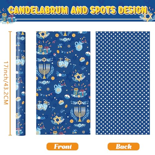 WERNNSAI Hanukkah Wrapping Paper 33 ft Star Chanukkah Wrapping Paper - color: Chanukah