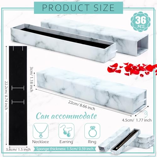 Kenning 36 Pcs Jewelry Gift Box for Necklace Bulk Sliding Drawer - color: Marble