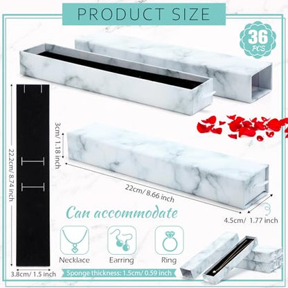 Kenning 36 Pcs Jewelry Gift Box for Necklace Bulk Sliding Drawer - color: Marble